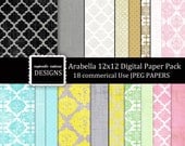 Arabella Digital  Collage Sheets 12 x 12 Papers Set of 17 Digital Papers