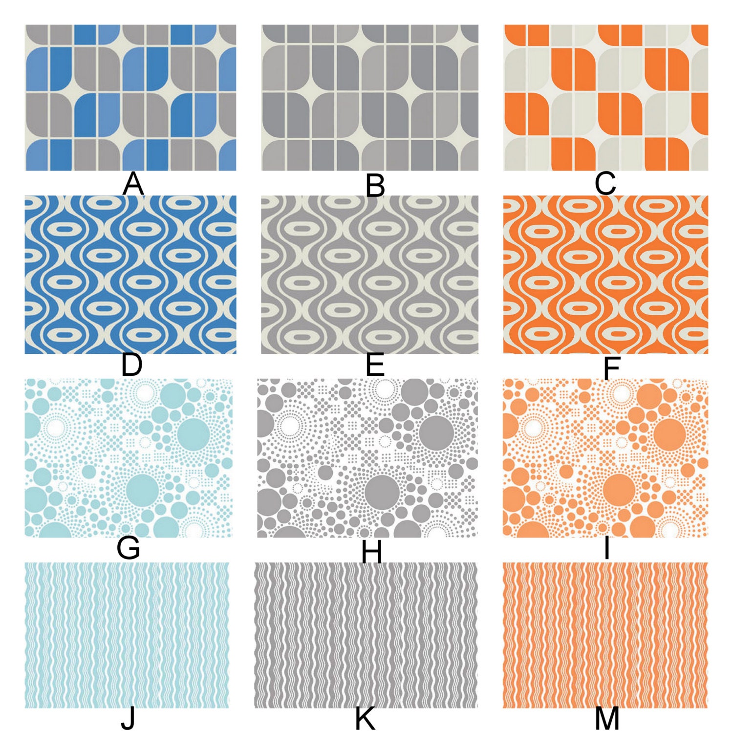 Blue, Gray and Orange - Custom Crib Bedding Set  YOU DESIGN - Hipster