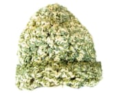 Green and Cream Crochet Chunky Tweed Hat - Irish Moss - Handmade for Him or Her