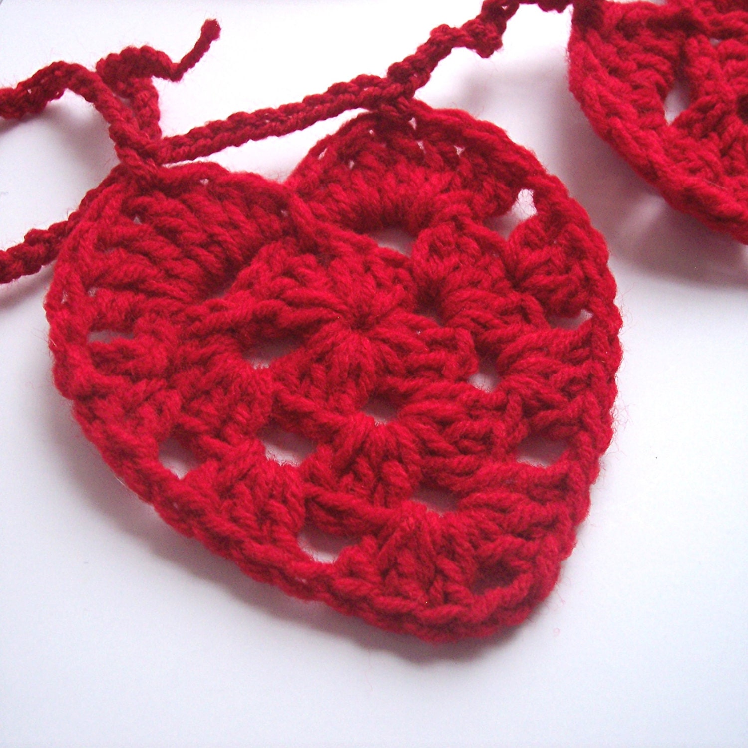 Heart Garland - Crochet Valentine Heart Garland Bunting Valentine's Day Red Hearts Crochet Garland - Ready to Ship - ThePrairieCottage