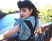 XS 5 fabrics to choose from SALE 1930s style cotton tie sleeve blouse Ready to ship