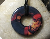 IRON MAN Vintage Comic Book Upcycled Washer Hardware Pendant Necklace The Avengers Marvel Comics Design 3