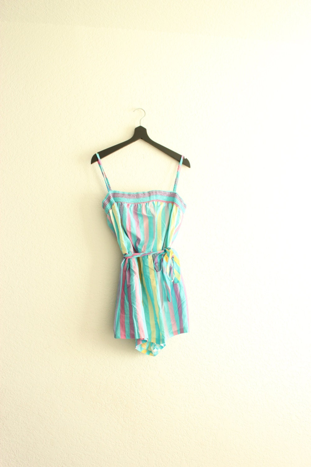 60s pastel striped romper play suit s/m