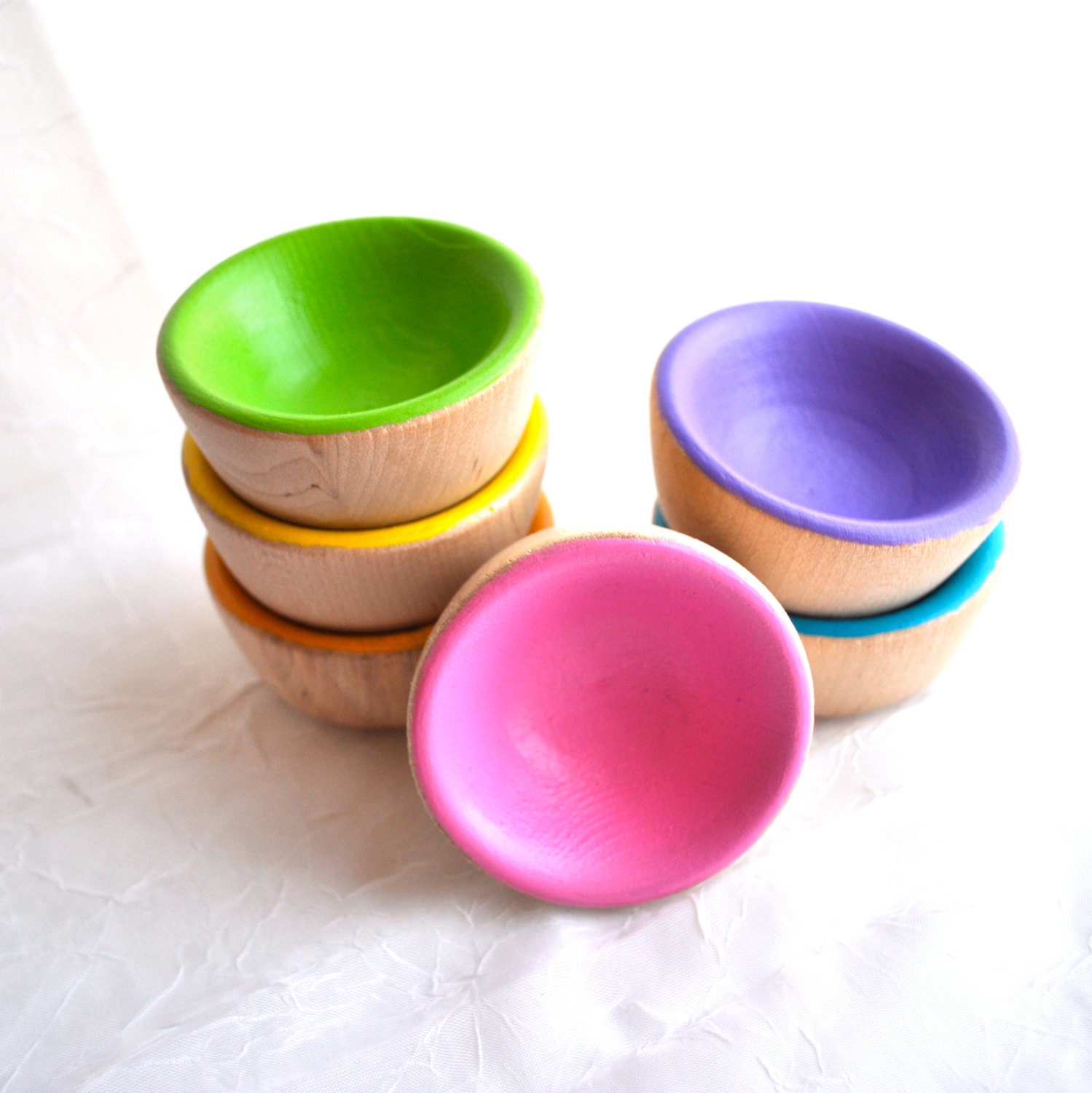 The ORIGINAL Bright Wooden Sorting Bowls  -  Waldorf Inspired Toy