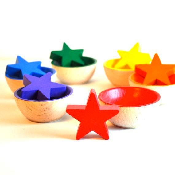 Montessori Toy - Wooden Toy, Sorting  Stars  Educational Toy / Waldorf - theenchantedcupboard