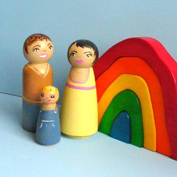 Dollhouse Wooden Peg Doll Deposit, Wooden Toy Custom Same-Sex Family - Handmade Toy / Waldorf Toys