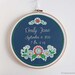 Floral Fabric Panel for Hand Embroidery with free embroidery pattern, DIY fabric for handmade baby gift, birth records or home decor