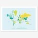 World Map (blues and greens)