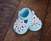 Instant download - Crochet PATTERN baby booties (pdf file) - Mint Mary Janes
