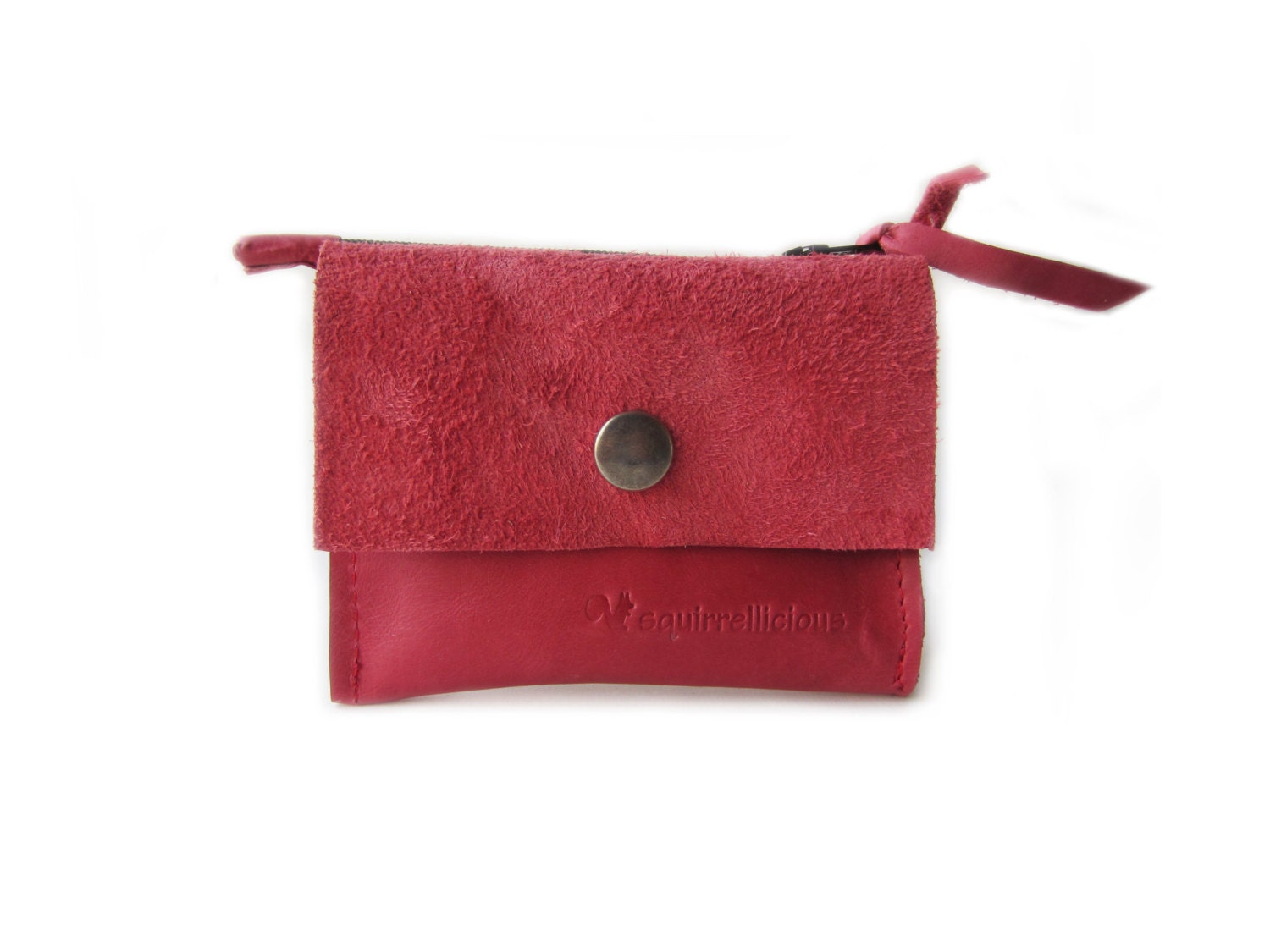 red leather wallet screenprint bird wallet
