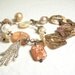 Sale, Copper chain bracelet hand of fatima charm salmon impression jasper one of a kind