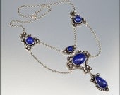 Lapis Victorian Necklace Sterling Silver Necklace Antique Jewelry Fine Jewelry Edwardian Vintage