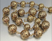Vinaigrette Art Deco Necklace Silver Gold Filigree Bead Art Deco Jewelry Vintage 1930s