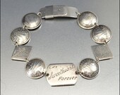 Love Token Silver Bracelet Australian Coin Sweetheart Vintage 1940s Jewelry