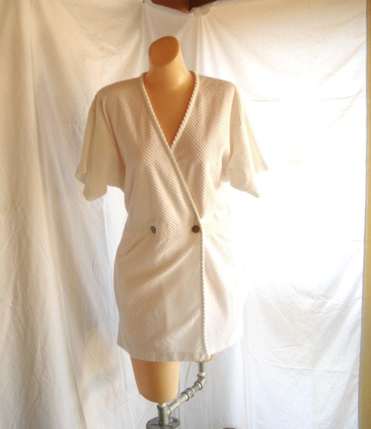 Vintage Beach Cover Up Terry Cloth Robe Short by VintageEyeFashion
