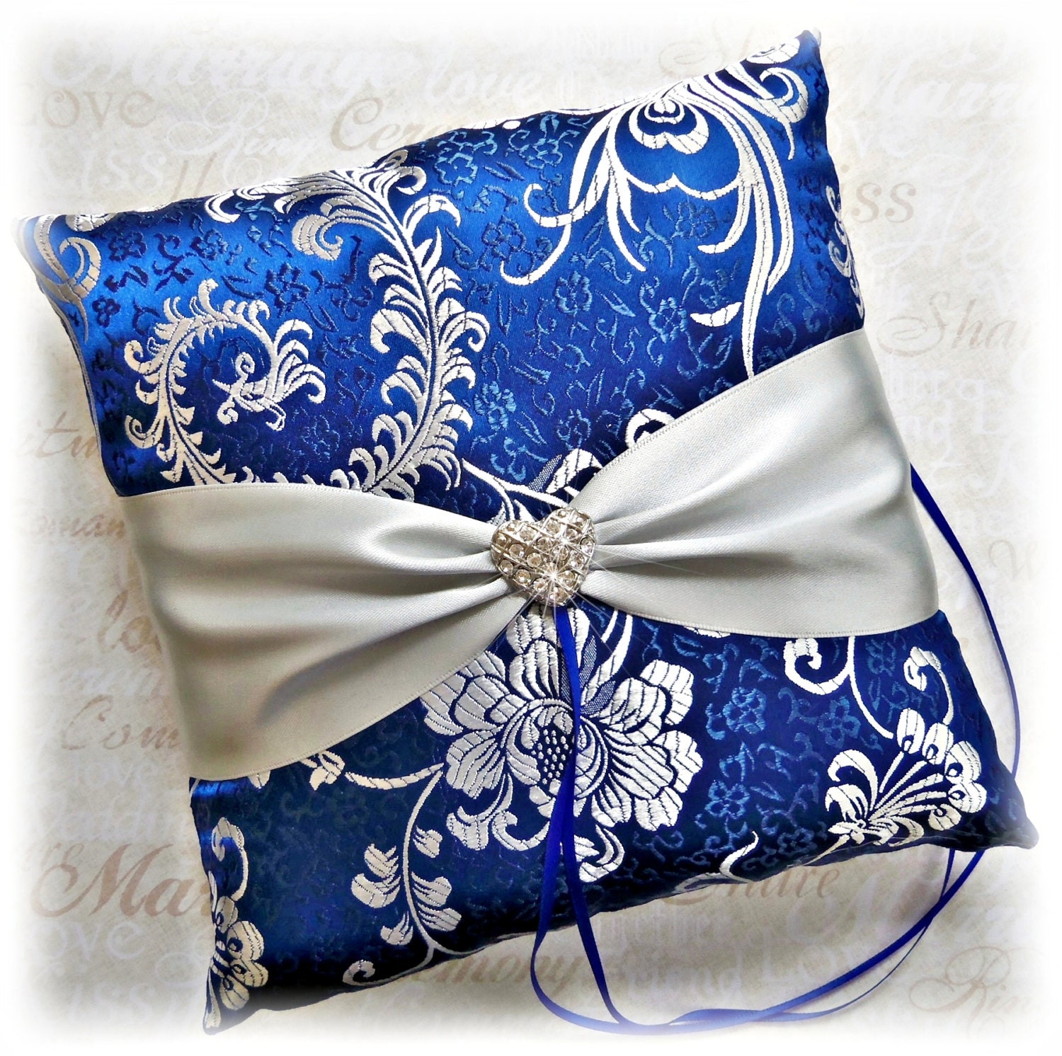 Royal Blue and Silver Wedding Pillow Blue and Grey by All4Brides