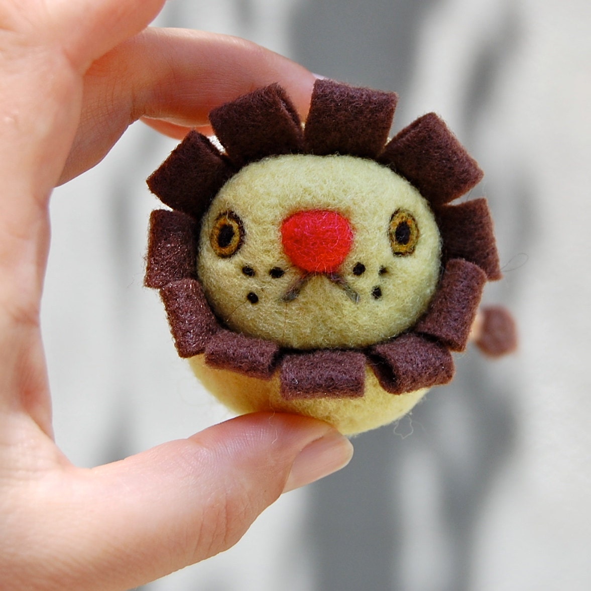 Needle Felted Wool Little Lion Toy.
