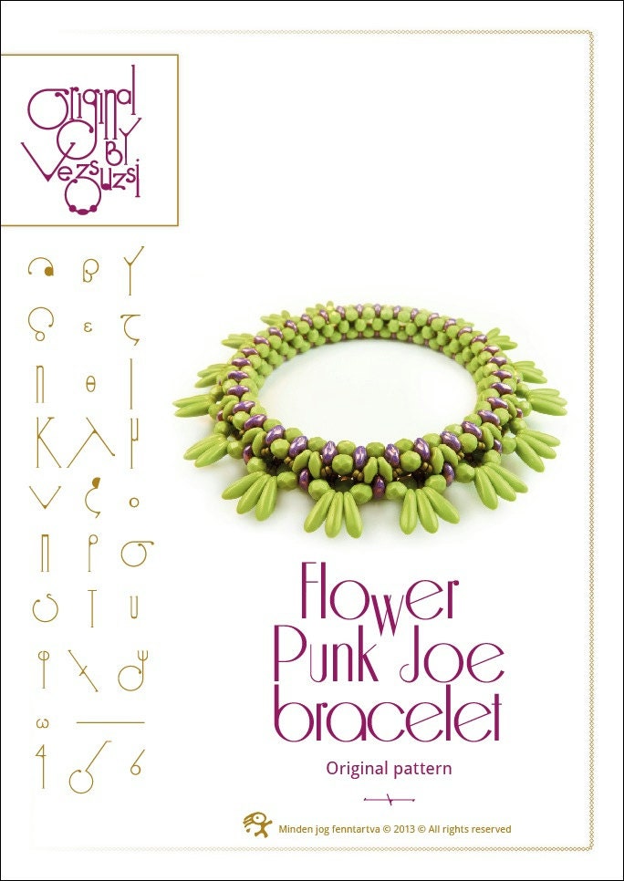 Bracelet Bangle tutorial / pattern Flower Punk Joe with superduo beads ..PDF instruction for personal use only