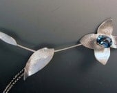 London Blue Topaz Sterling Silver Spring Flower Pendant Necklace OOAK