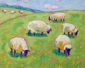 Flock of Sheep - Original Painting - 8x8