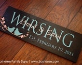 Custom Family Name Sign with Love Birds - Personalized Painted Name and Established Date Plaques - Perfect Gift Idea - ETS-76