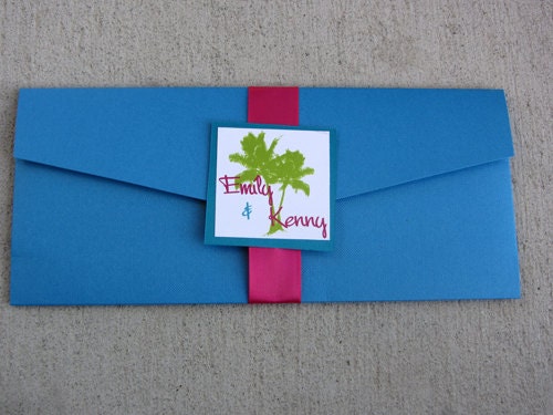 DEPOSIT: Emily's Florida Boarding Pass Wedding Invitation Pocketfold