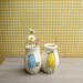 Bird vase, aqua blue and yellow, flower bud vase, hanging wall flower vase, summer baby nursery decor