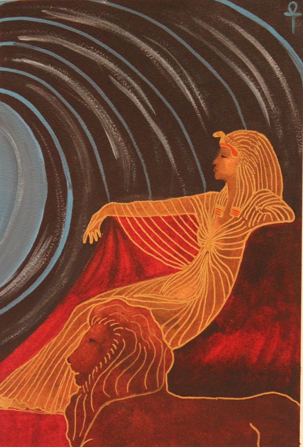 Gemstone Magic Fine Art Print of Watercolor Painting "Isis Magic" Goddess Gemstone Crystal paints