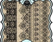 Vintage Lace Borders Set of 30 Digital Stamps, Overlays, Clipart or Photoshop Brushes.