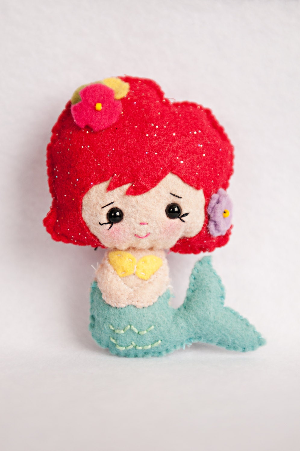 Dottie Doo Littles Classic fairy tale Ariel, Little Mermaid,  4 inch dolls, felt, art, dollhouse, miniature,  toy, interactive play