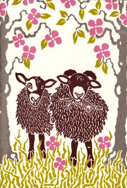 Two Sheep - Letterpress Card