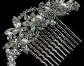 Flower Crystal Haircomb, Floral Wedding Headpiece, Vineyard Bridal Hair Jewelry, CLEO