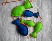 Blue and Green fish garland - kids room decor