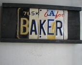 SALE - BAKER license tag sign No. 12