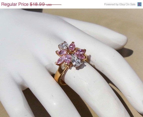 Summer Sale Vintage 14k EG tourmaline and CZ ring