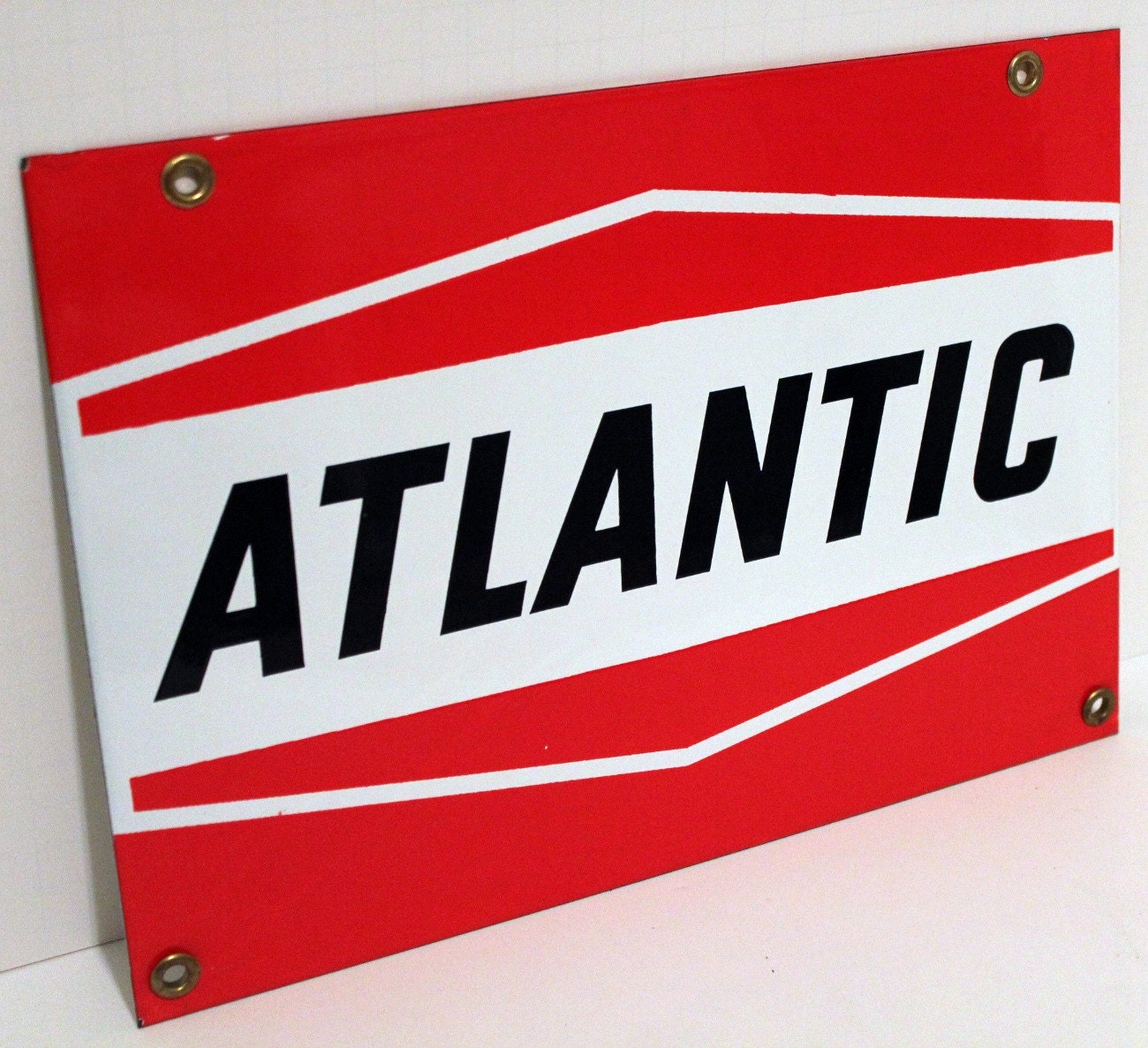 Vintage Atlantic Gas Oil Pump Sign Porcelain 1950s Advertising
