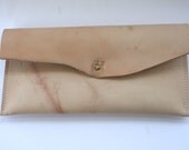 Leather Envelope Clutch with Brass Stud Closure