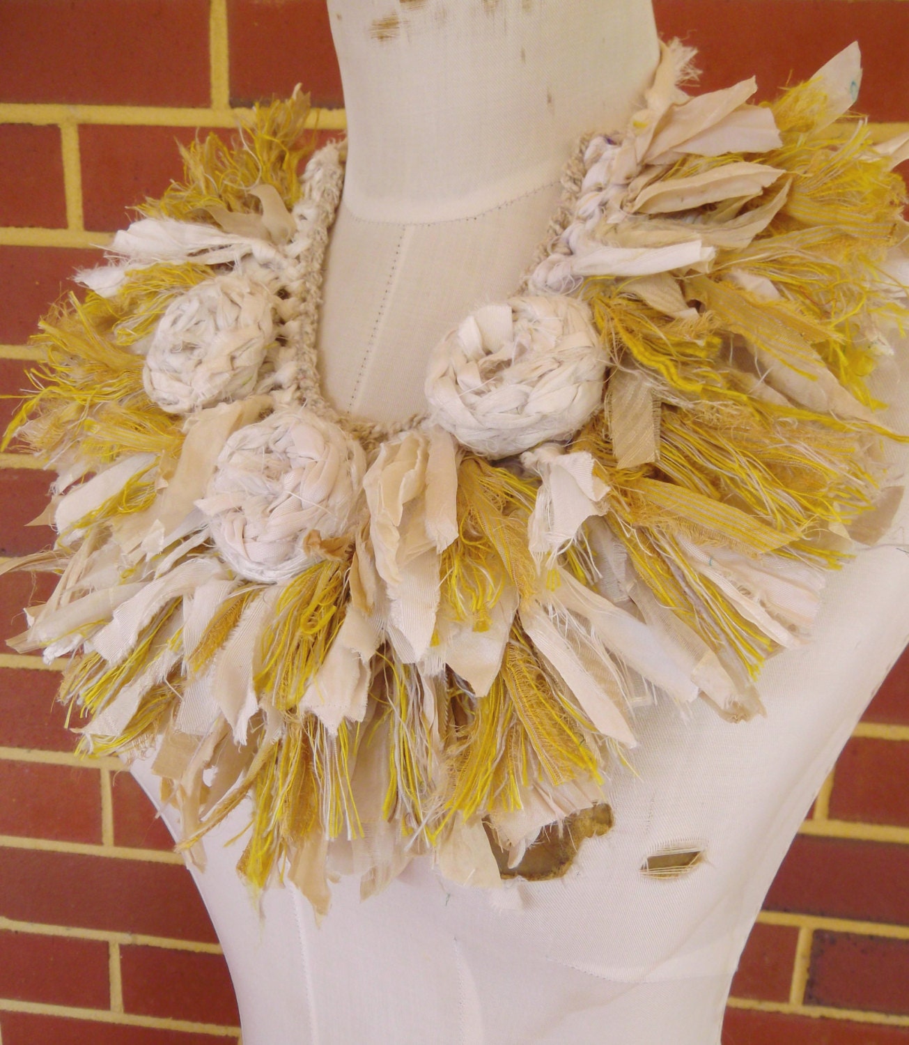 Recycled Sari Silk  Rosette Statement Necklace