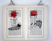 Robot Encyclopedia - book pages screen print in red & black: Orach / Opinion / Opitz (8-1/2 x 11")