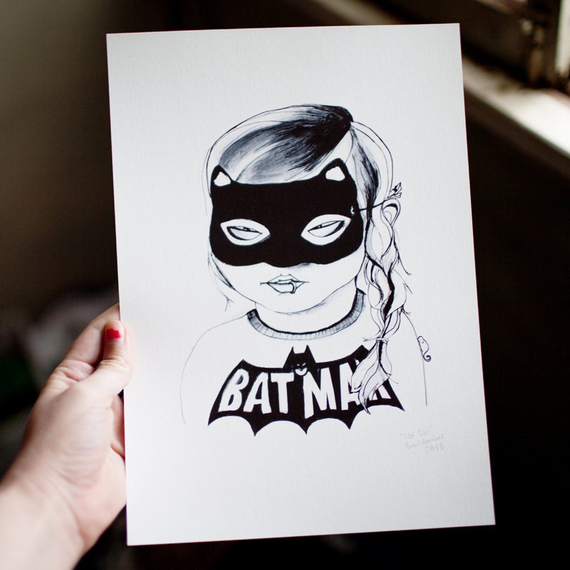 Cat Girl - Art Print - A4 Size
