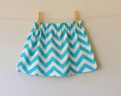 Chevron Skirt . Aqua and White . Children's Clothing