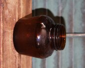 Brown Glass Jar Betsy Ross First American Flag 4 1/2" Vintage Antique Collectors Jar
