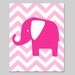 Nursery Wall Art - Modern Chevron Elephant Silhouette Print - 11x14 Zig Zag - Choose Your Colors - Shown in Gray, Light Pink, and More