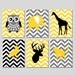 Nursery Art - Set of Six 8x10 Prints - Chevron Animals - Kids Wall Art - Owl, Elephant, Giraffe, Bird, Deer, Monkey - Choose Your Colors
