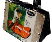 Leather Handbag featuring actual vintage Arthur Murray Dance Record, Sambas