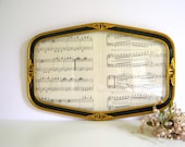 Vintage Victorian Frame, Gold Metal, Black Trim, Beveled Glass, Ornate