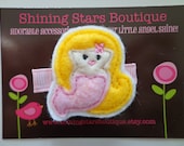 Felt Hair Clips - Hair Accessories - Light Pink Felt Mermaid With Blonde Hair Embroidered Boutique Hair Clippie For Girls