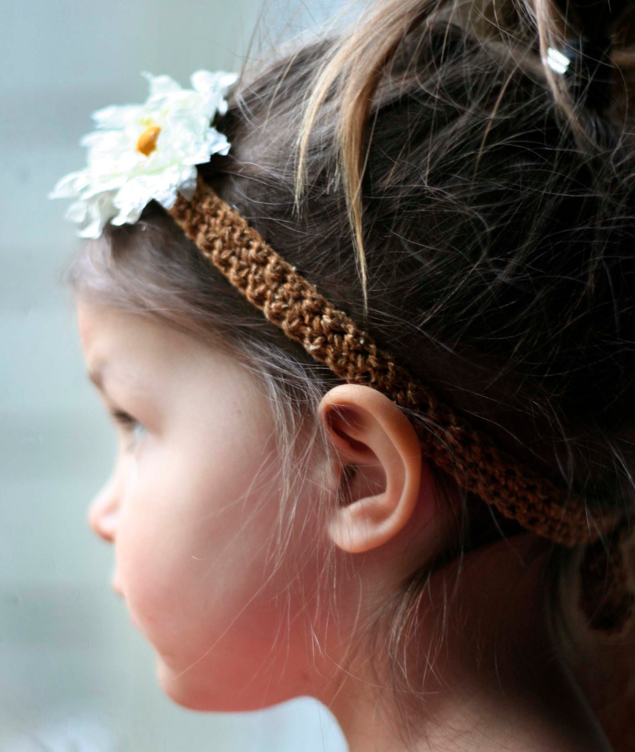 Little Daisy Knit Headband - Flower Girl - Eco Friendly - Bow - Hair Band - Crochet