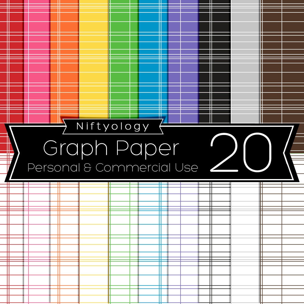 INSTANT DOWNLOAD - Digital Paper Pack - Graph Lined Rainbow Basics - Personal and Commercial Use