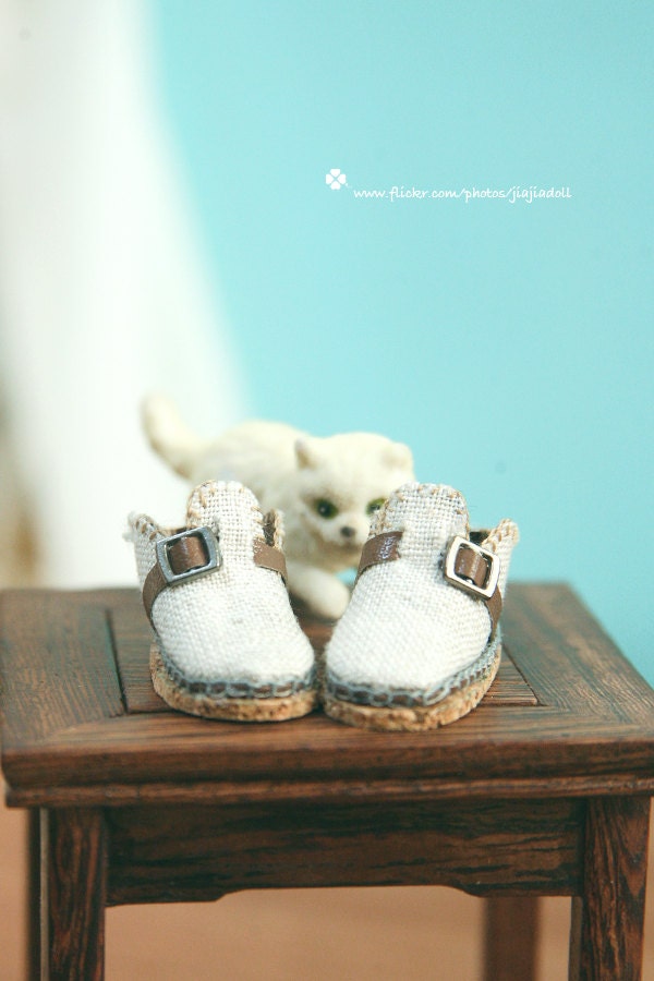jiajiadoll - Handmade- cotton flax shoes fits momoko- blythe -Misaki- Unoa light- Lati yellow
